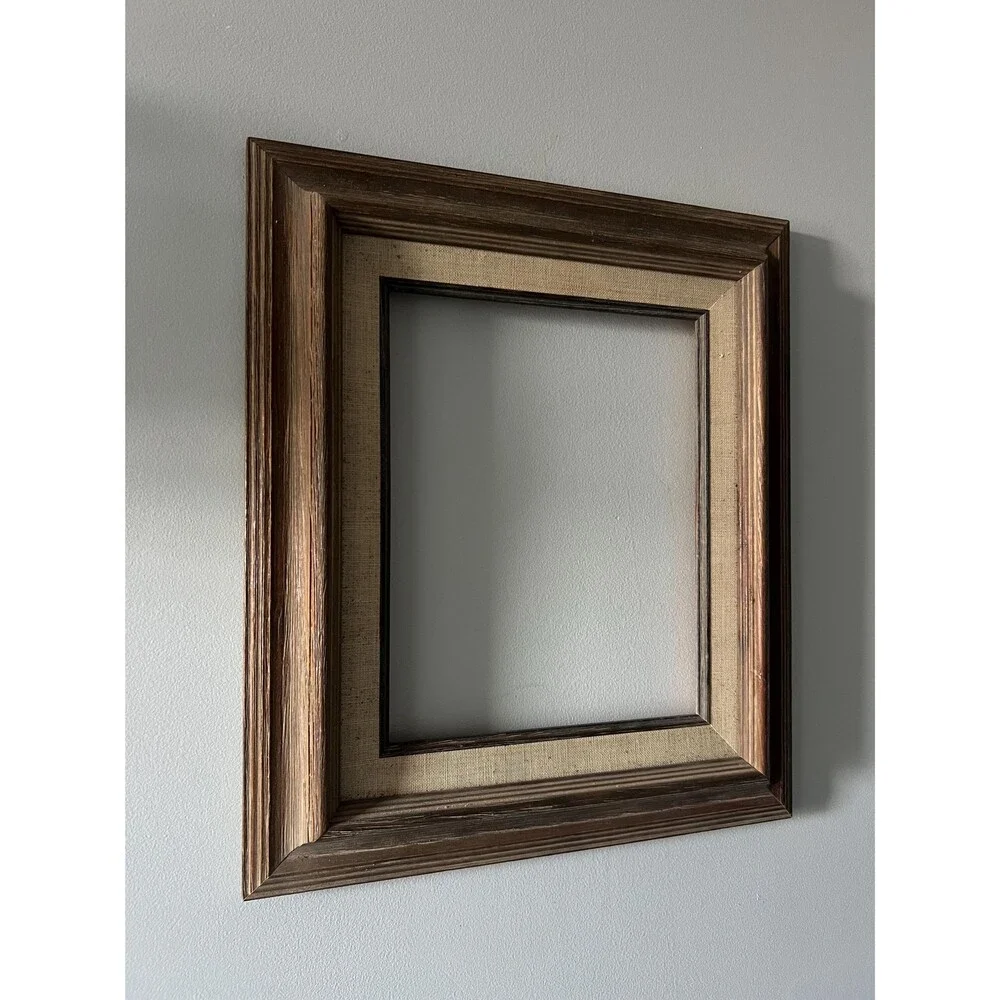 Vintage 8” x 10” Light Grey Wood Frame with Linen Detail